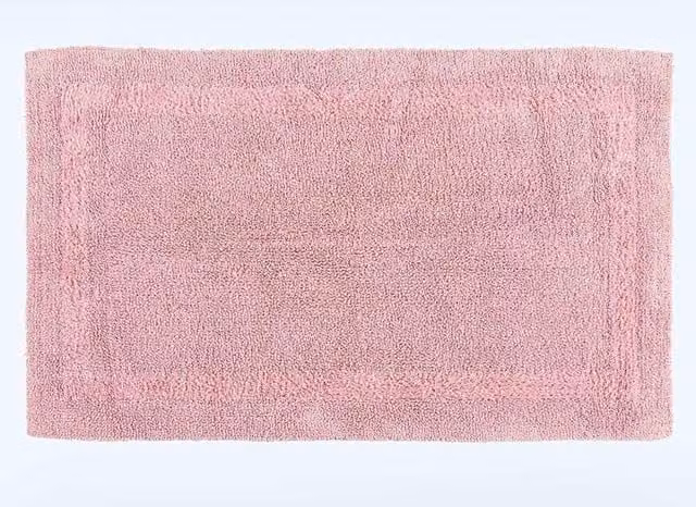 Homescapes Luxury Extra Large Reversible Cotton Bath Mat, Pink, W/D/H: 70 x 120 cm