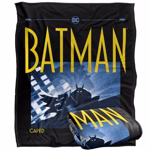 LOGOVISION Batman Caped Crusader Animated Series Shadow Block Super Soft Silky Touch Fleece Throw Blanket, Multicolour, W: 127 cm, D: 152.4 cm – 1