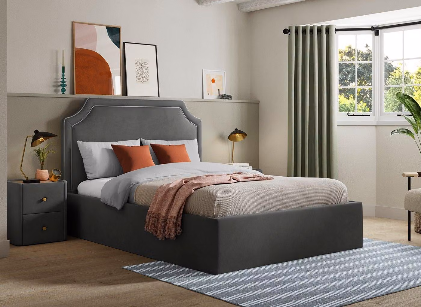 Silentnight Holden Grey Fabric Upholstered Bed Frame with Lift Up Base