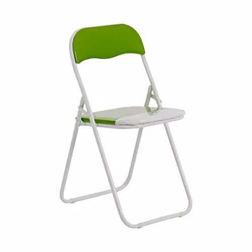 Harbour Housewares Padded Folding Chair in Green with Synthetic Leather and Metal Frame