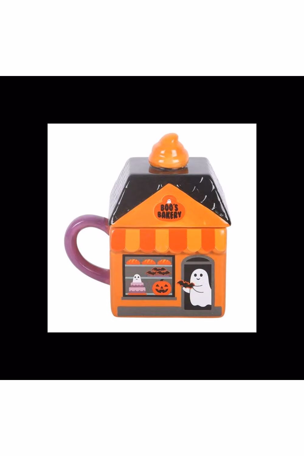 KDMD Boos Bakery Ghost Lidded Ceramic Mug, 350ml, Orange – 2