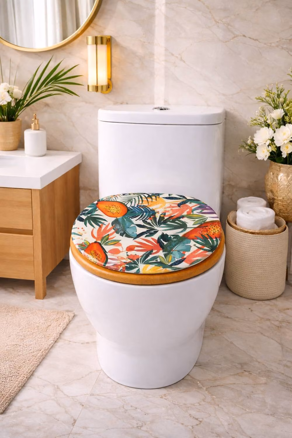 Spot on Dealz Paradise Jungle MDF Wood Toilet Seat, Multicolour, Diameter: 45.72 cm – 3