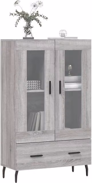 Berkfield Home Grey Sonoma Modern Highboard with Glass Doors, W/D/H: 69.5 x 31 x 115 cm – 1