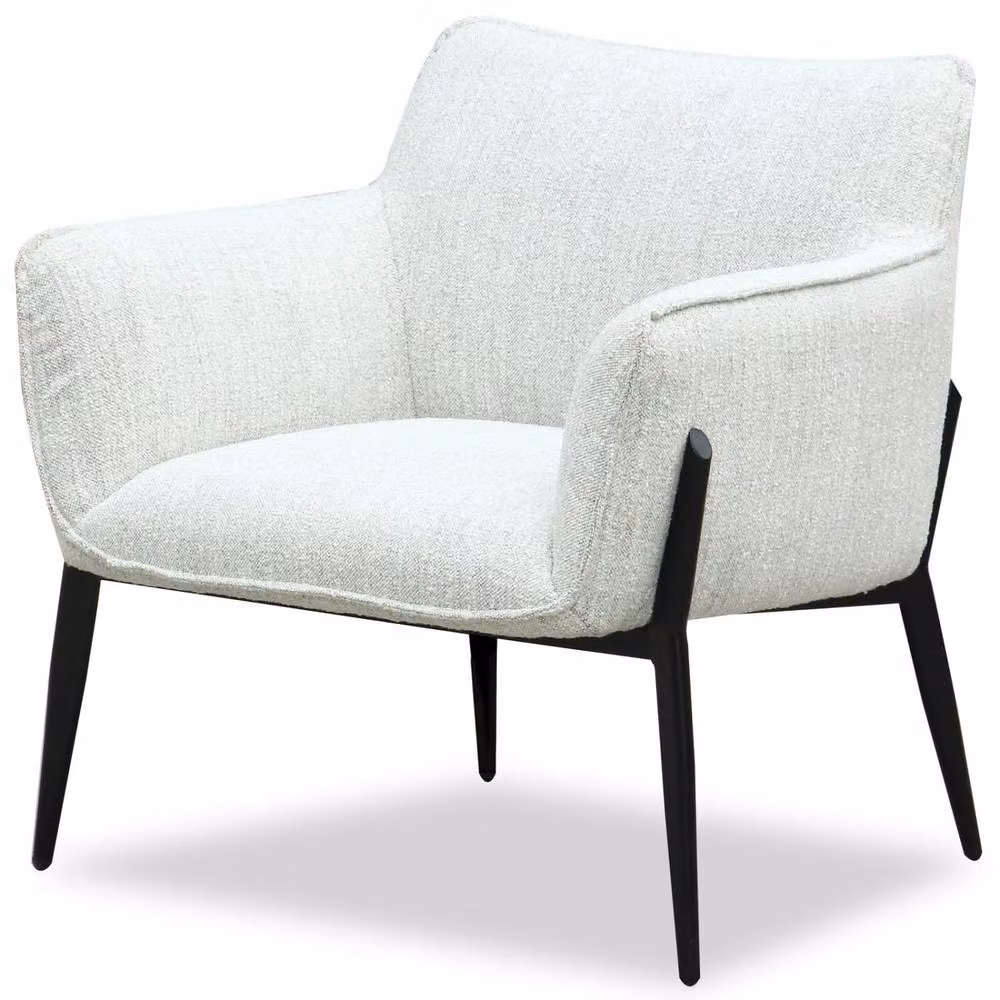 Wyld Haus Nashville White Fabric Upholstered Tub Accent Armchair with Black Metal Legs H 78 x W 67 x D 78 cm – 2