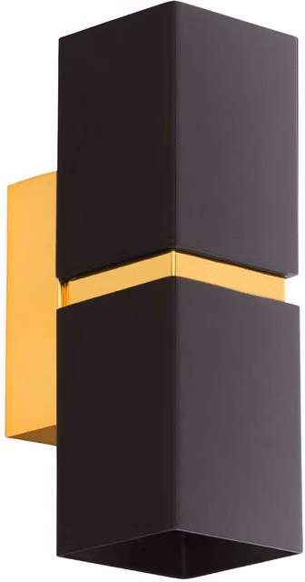 Eglo Passa LED 2-Light Up and Down Wall Lamp in Black and Gold/Brass