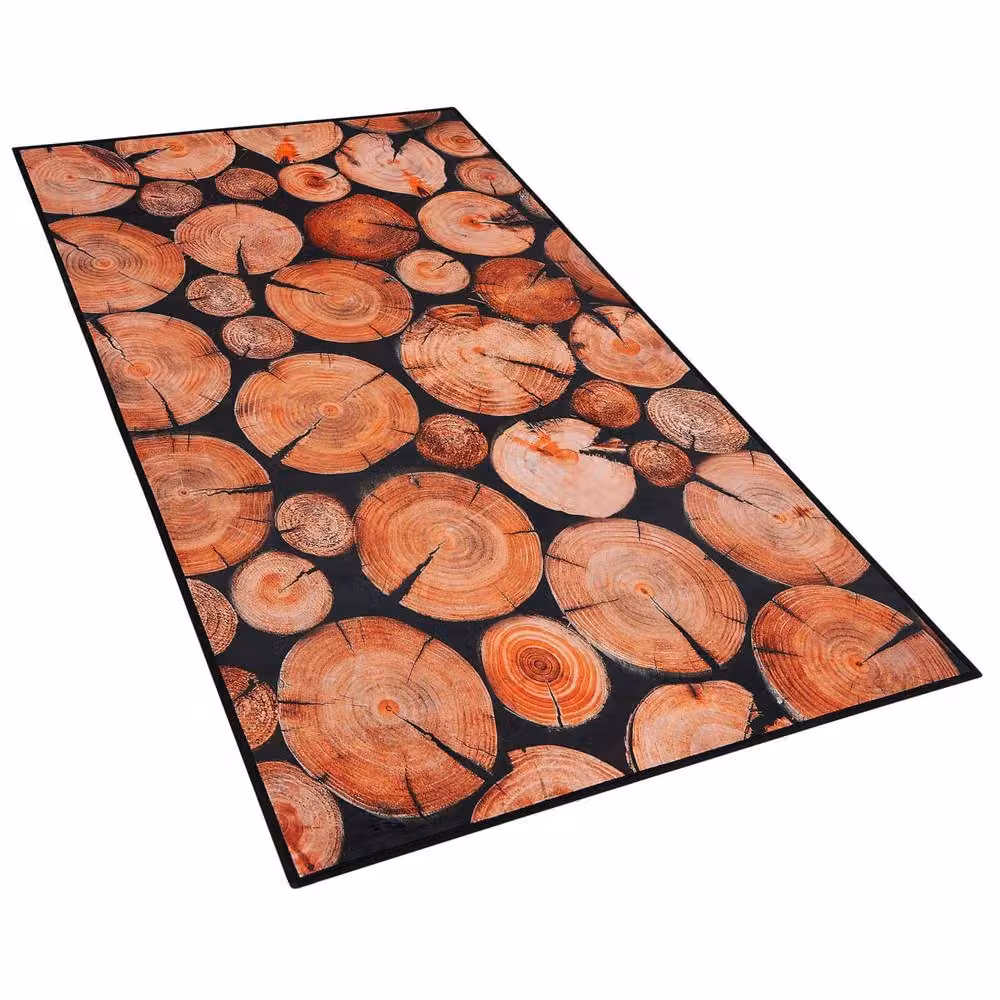 Wyld and Coco Wood Log 3D Print Area Rug in Brown, Polyester, W: 80 cm, L: 150 cm – 3