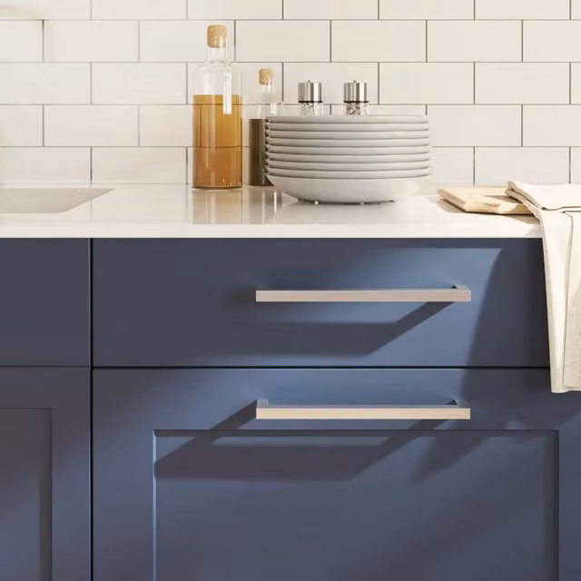 Berkfield Home 10 pack of silver brushed stainless steel bar cabinet handles, Length: 22.4 cm – 1
