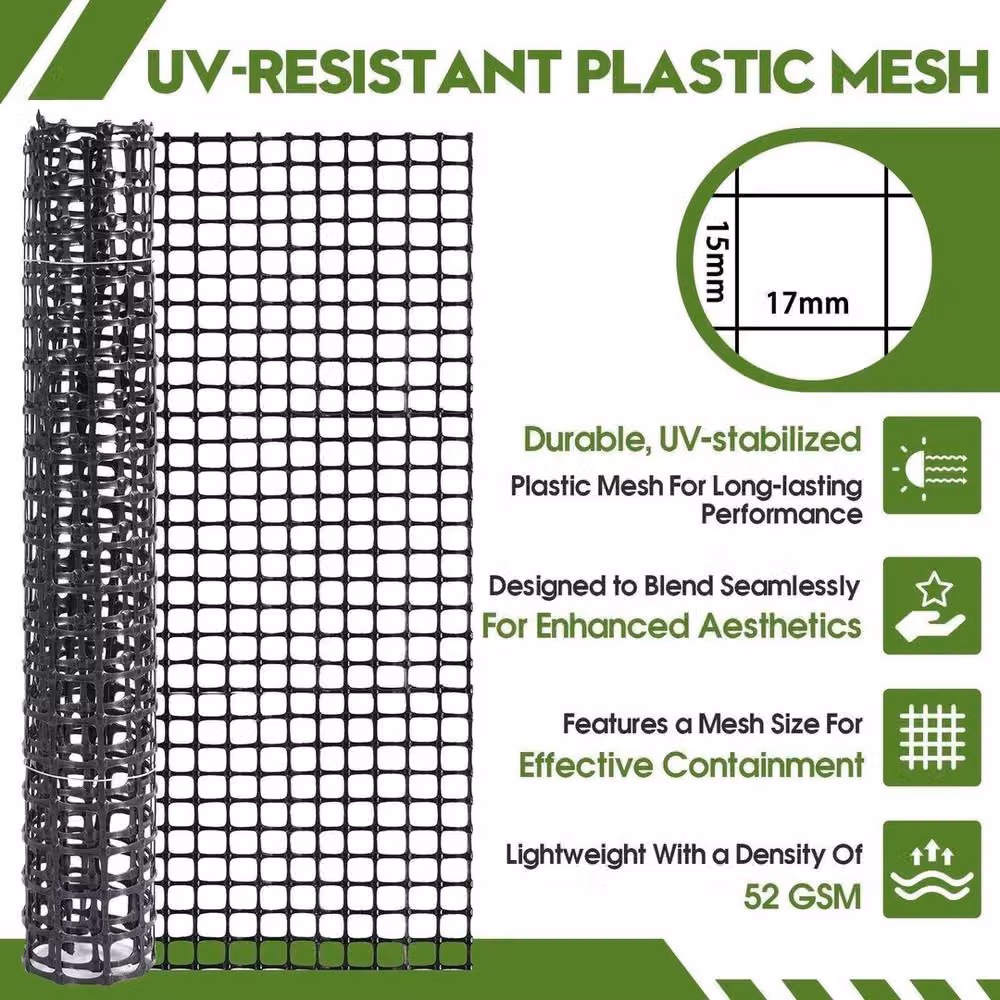 NESTLUNE Black Cat Proofing Net Garden Fencing Wire Mesh, W: 100 cm, H: 15 cm – 4