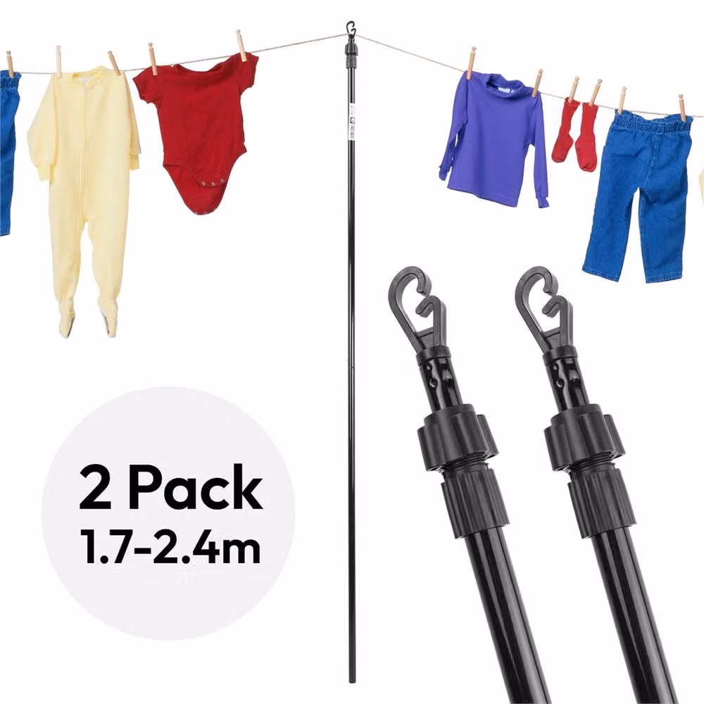Havendro 2.4m Extendable Prop Pole Clothes Dryer in Black – 2
