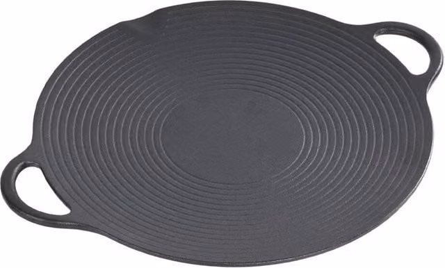 Kelvenix Uncoated Round Cast Iron Frying Pan, Black, W: 43 cm, D: 35 cm, H: 2.5 cm – 1