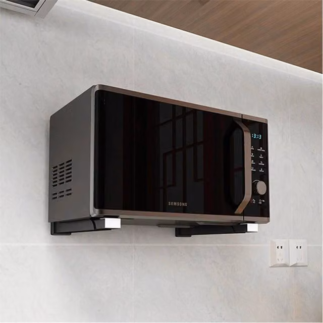 Nordara Heavy Duty Adjustable Wall Mounted Oven and Microwave Bracket Rack in Matt Black