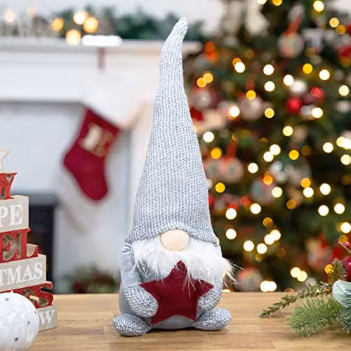 The Christmas Workshop Felt Gnome Ornament, Grey Seated Textile Decoration – 5