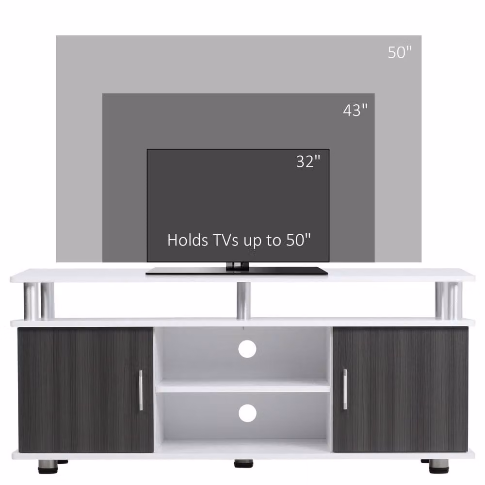 Wyld Haus Mihavi Modern Media Console with Shelves and Cupboards in Grey and White, Width: 120 cm – 3
