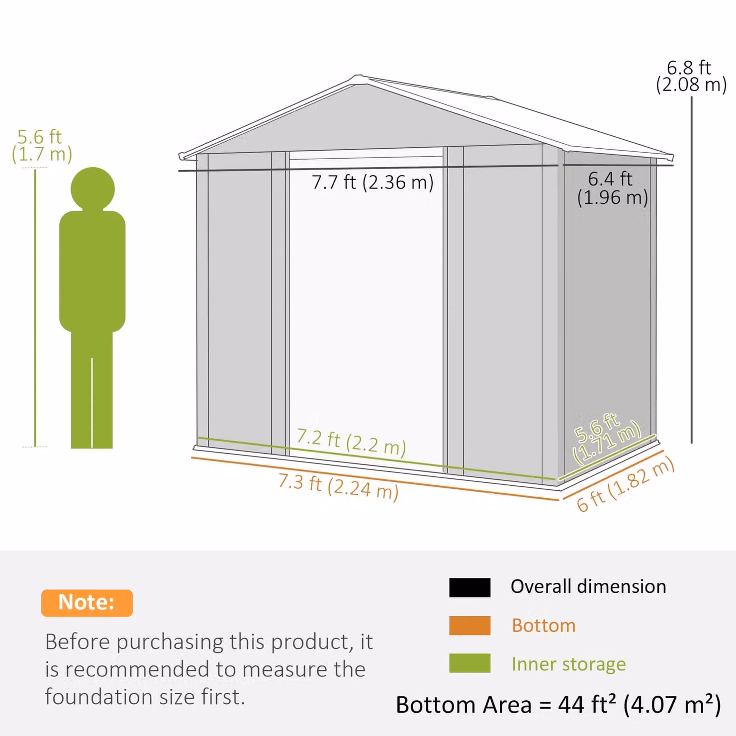 OUTSUNNY Brown Wood Effect Steel Garden Shed with Sliding Doors and Side Vent, W/D/H: 243.84 x 182.88 x 182.0 cm – 1