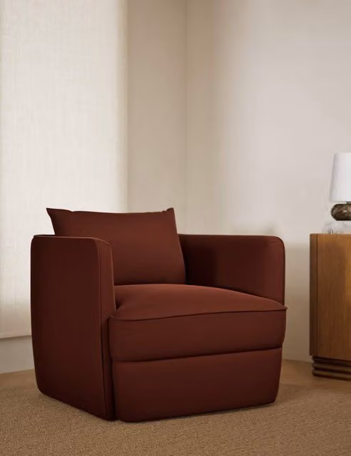 M&S Chester Velvet Accent Armchair in Purple