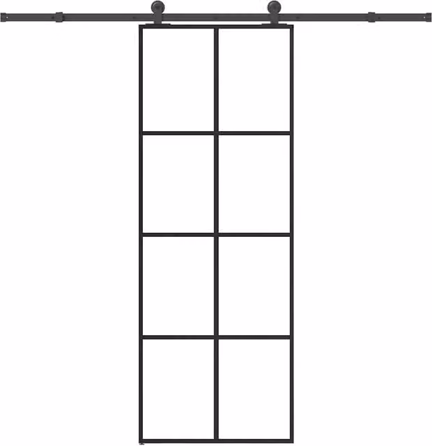 Berkfield Home Modern Sliding Glass Door with Aluminium Hardware Set, Black, W: 76 cm, H: 205 cm – 1