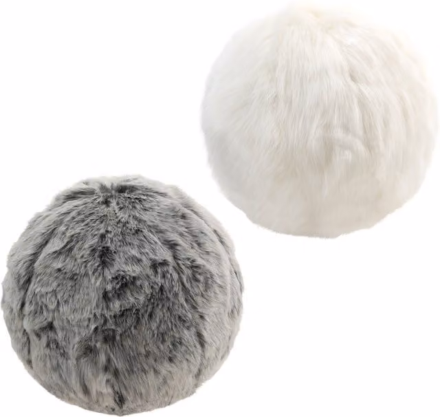 ICON Pack of 2 Round Faux Fur Cushions in Grey and White