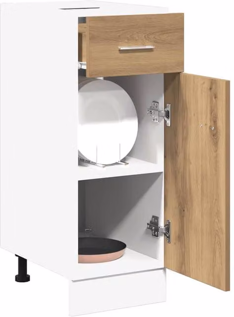Berkfield Home Artisan Oak Drawer Bottom Cabinet in Brown, W/D/H: 30 x 46 x 81.5 cm