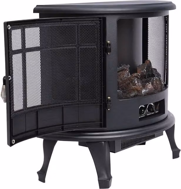 KORVIXA Black Thermal Simulation Wood Electric Stove Heater, W/D/H: 127 x 25.34 x 68 cm – 1