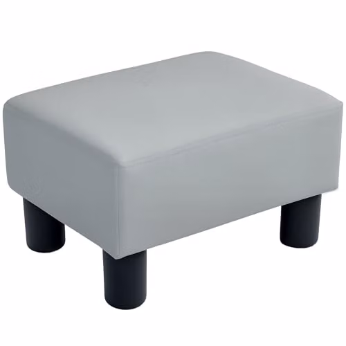 HOMCOM Grey Faux Leather Rectangular Foot Stool, W/D/H: 40 x 30 x 24 cm – 1