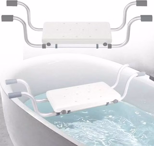 FLAVORA Non-Slip Adjustable Shower Seat for Seniors in White – 1