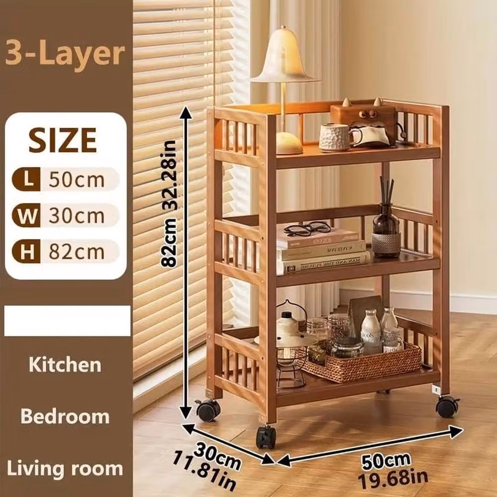 Havendro 3-Tier Bamboo Rolling Kitchen Storage Cart with Wheels, Brown – 2