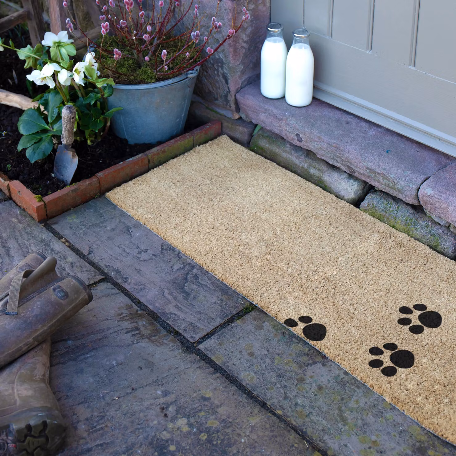 Artsy Mats Paw Prints Patio Doormat in Beige, W/D/H: 120 x 40 x 1 cm – 2