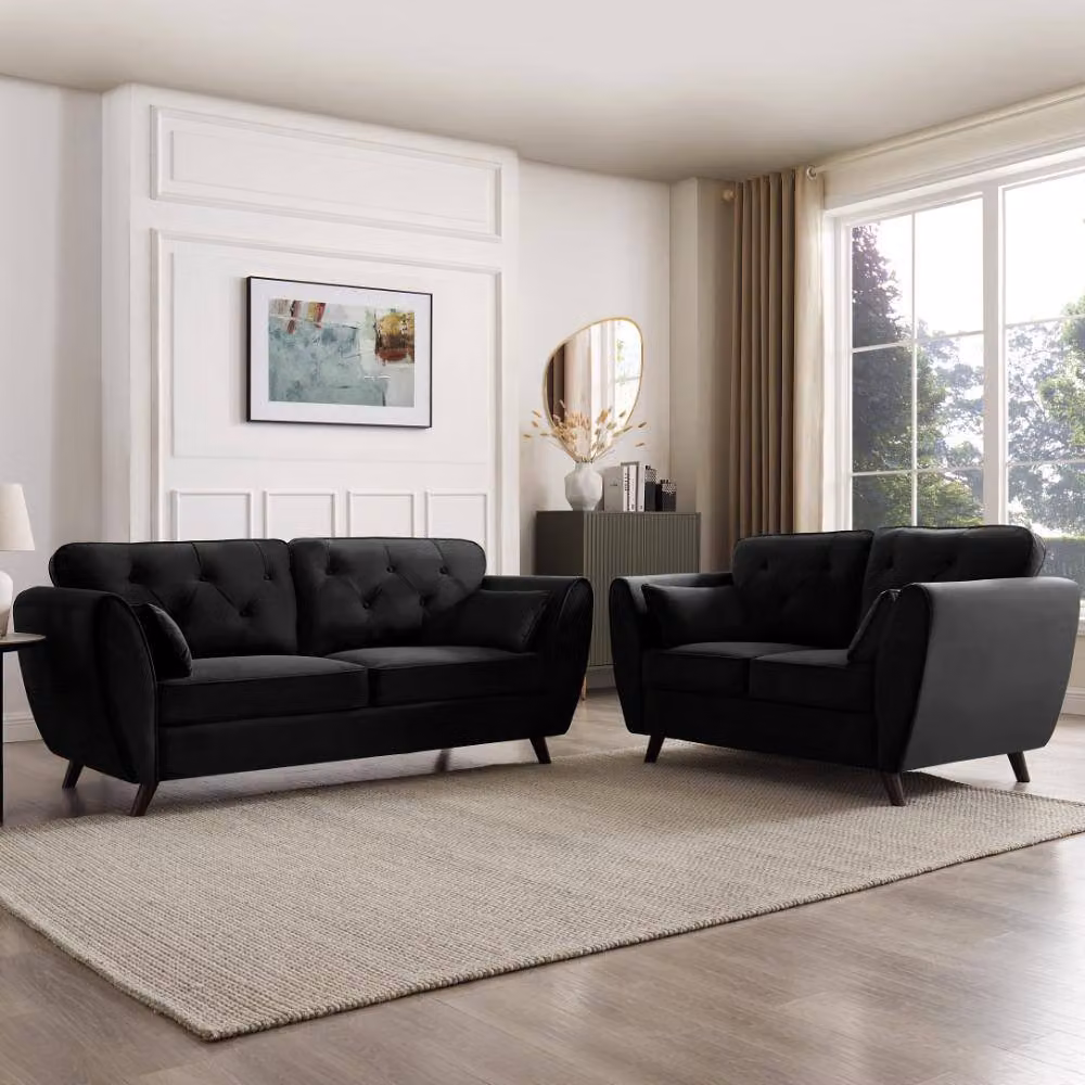 Home Detail Mona 3 Seater Chesterfield Sofa in Black Velvet Fabric – 3