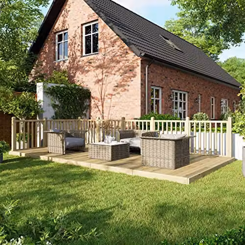Powersheds Premium Wooden Decking Kit with Hand Rails in Brown