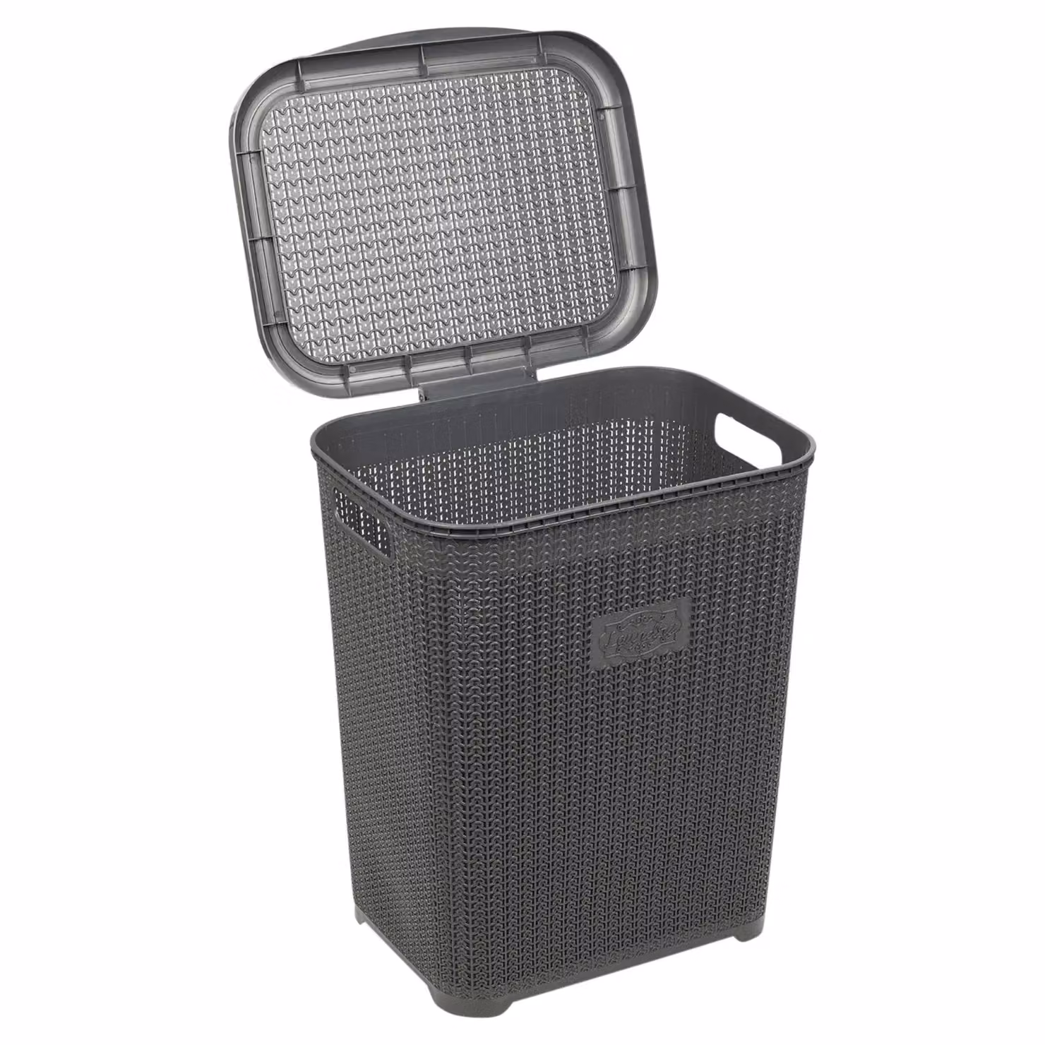 EONLION 45L Grey Plastic Laundry Basket with Lid and Handles – 3