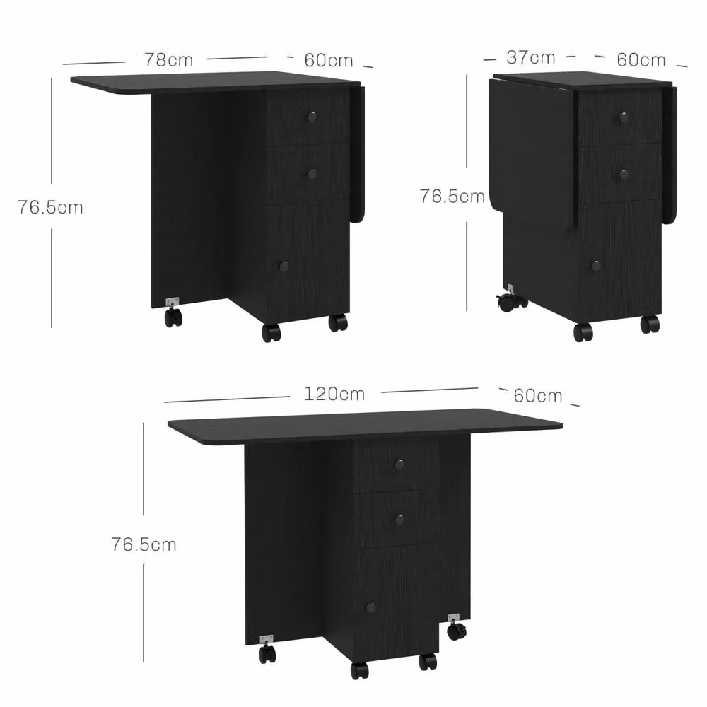 Wyld Haus Distressed Black Butterfly Drop Leaf Dining Table – 4