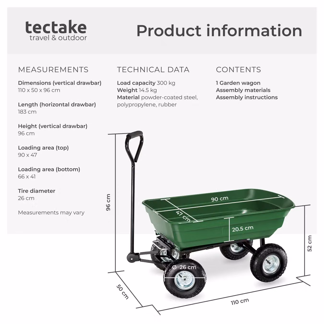 tectake Garden Trolley in Green – 6