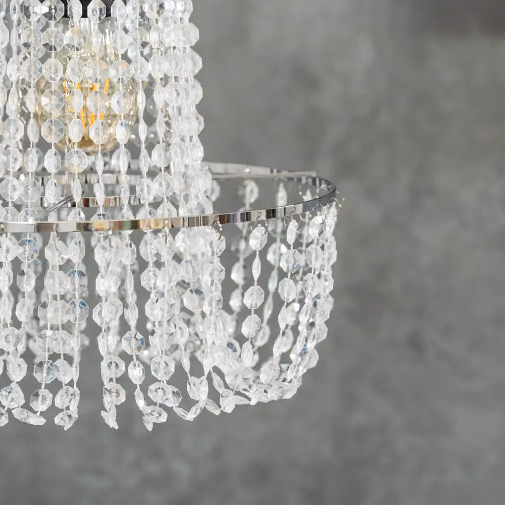 ValueLights Silver Jewel Acrylic Droplet Pendant Ceiling Light with 10W Warm White LED Bulb, Shade Width: 28 cm – 2