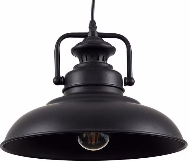 ValueLights Duomo Black Metal Industrial Style Dome Pendant Ceiling Light – 1
