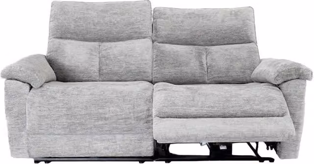 Furnishings For Less UK Kent Electric Reclining 3 Seater Fabric Sofa in Dove Grey with USB Charging