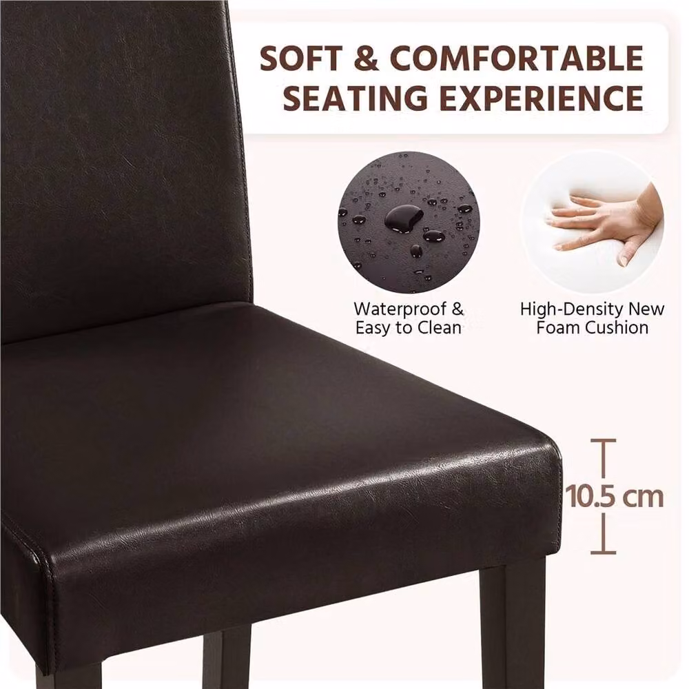 KORVIXA Set of 2 Dark Brown High Back Dining Chairs in Faux Leather – 3
