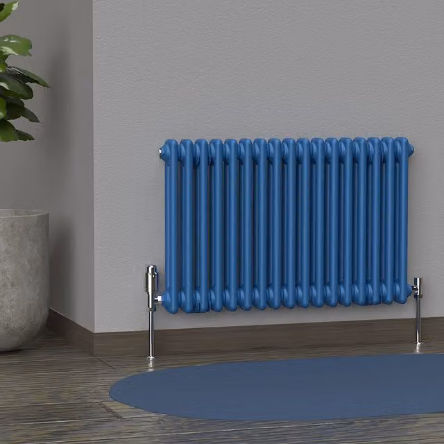 Lux Heat Horizontal 2 Column Steel Radiator in Blue, W: 78.5 cm, H: 50 cm