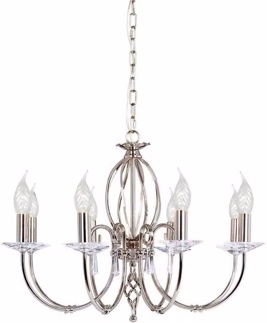 Elstead Aegean 8 Light Wall Chandelier in Silver and Grey with Glass and Metal Finish, E14