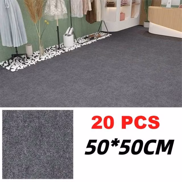 Havendro 20-Piece Self-Adhesive Carpet Tiles, Grey, 50 x 50 cm – 1