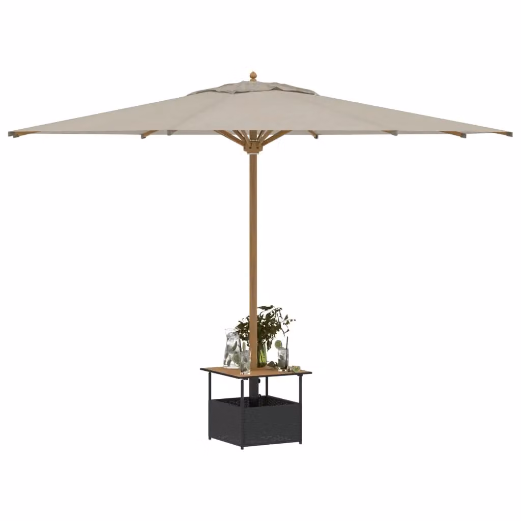 Berkfield Home Black Poly Rattan Garden Table with Parasol Hole W/D/H: 55 x 55 x 46.5 cm – 4