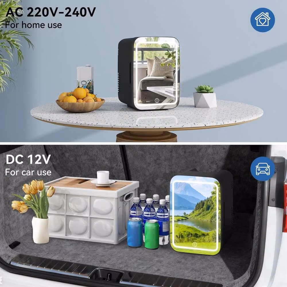 Kelvenix 4L Mini Portable Makeup Fridge with LED Mirror in Black – 3