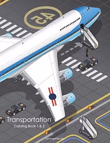 Transportation Coloring Book 1 & 2 by Createspace, Multicolour