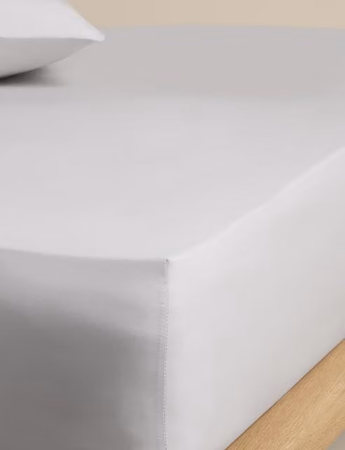 M&S Egyptian Cotton 400 Thread Count Percale Fitted Sheet, Dove