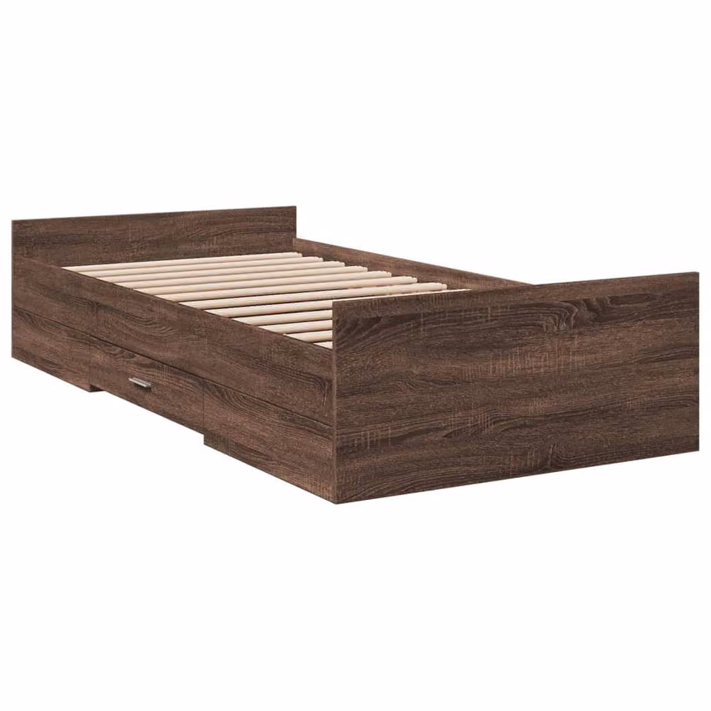 Berkfield Home Small Single Bed Frame with Drawers in Brown Oak – 3