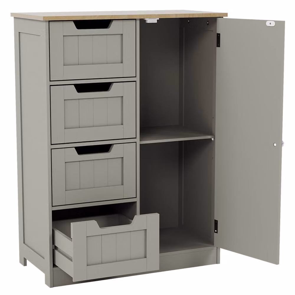 HD Designs Priano Grey 4 Drawer and 1 Door Freestanding Bathroom Storage Unit – 5