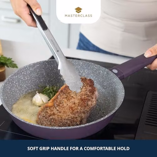 MasterClass Non-Stick Cast Aluminium Frying Pan, Purple, 28cm, Dishwasher Safe – 2