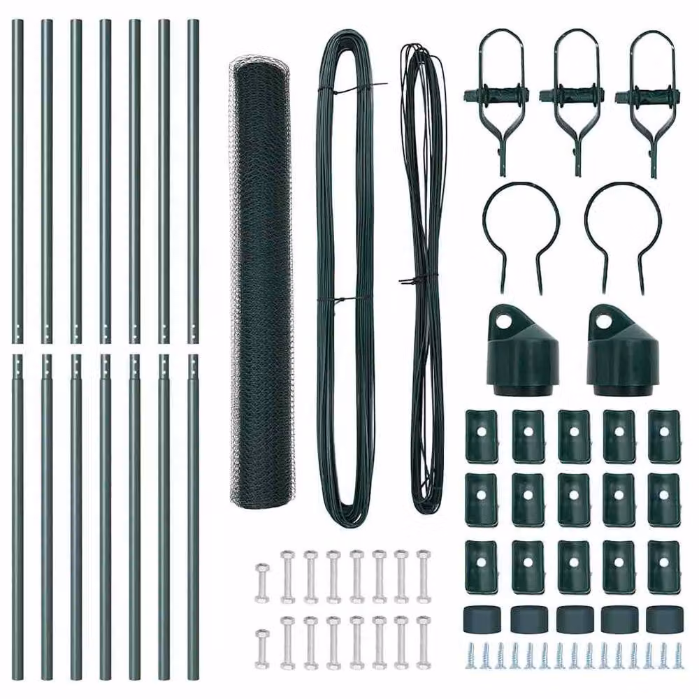 Berkfield Home Green PVC-Coated Steel Hexagon Fence, H: 120 cm x W: 10 m – 4