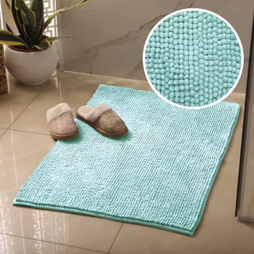 Allure Bath Fashions Chenille Microfibre Non Slip Bath Mat, Blue, W: 80 cm, D: 50 cm – 3