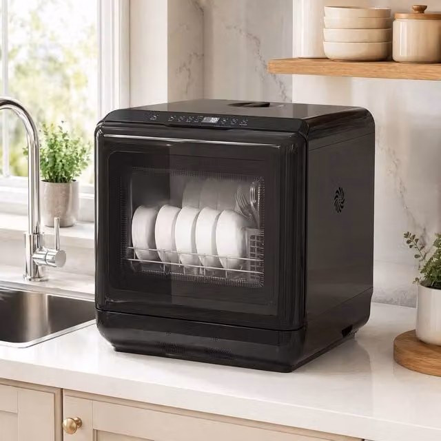 STILVORA Tabletop Dishwasher in Black with 6L Tank Capacity