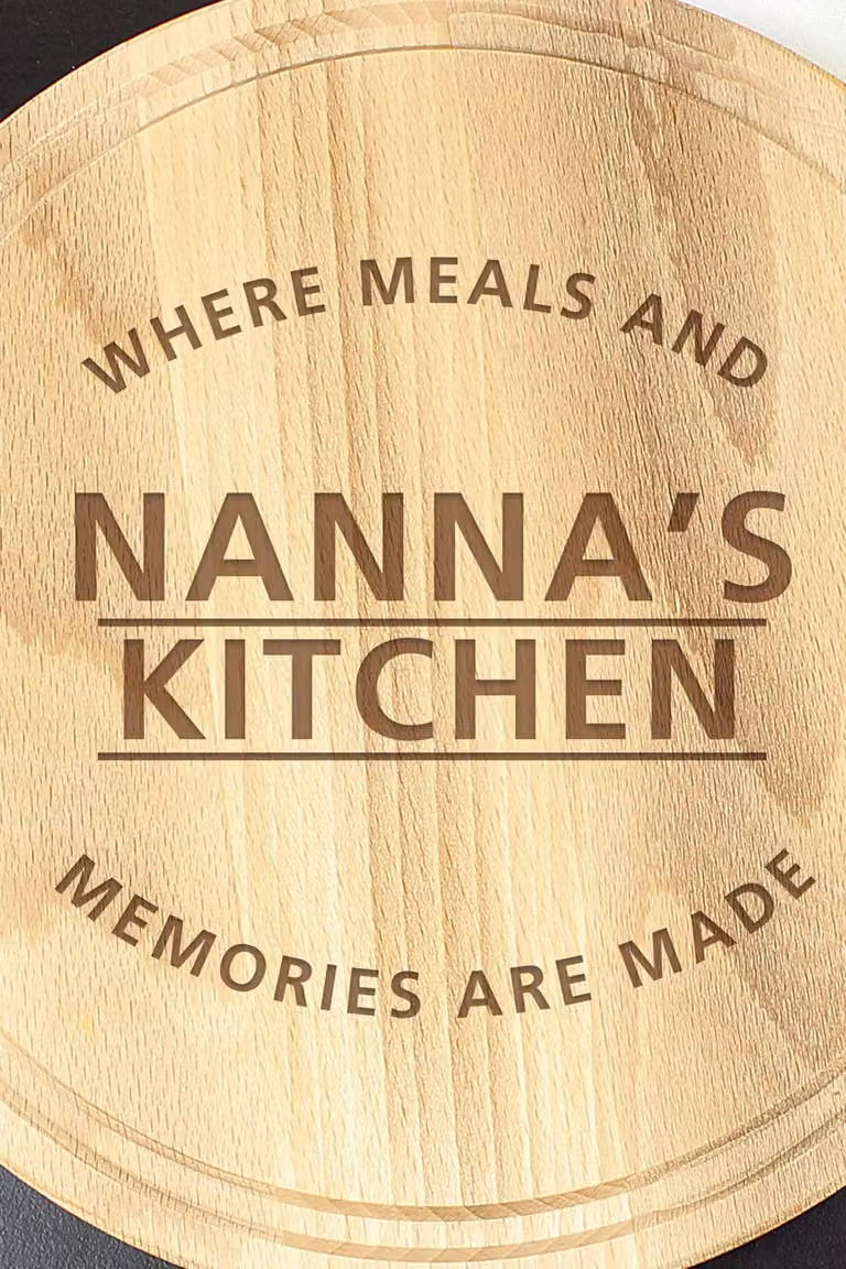 Personalised Memento Company Personalised Meals and Memories Round Wooden Chopping Board in Light Brown